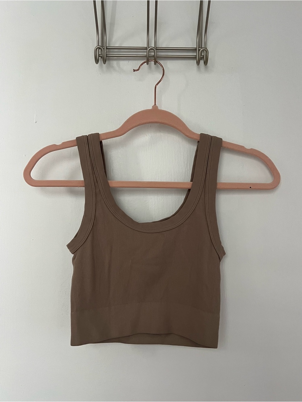 PacSun Ribbed Scoop Crop Tank — Taupe Brown